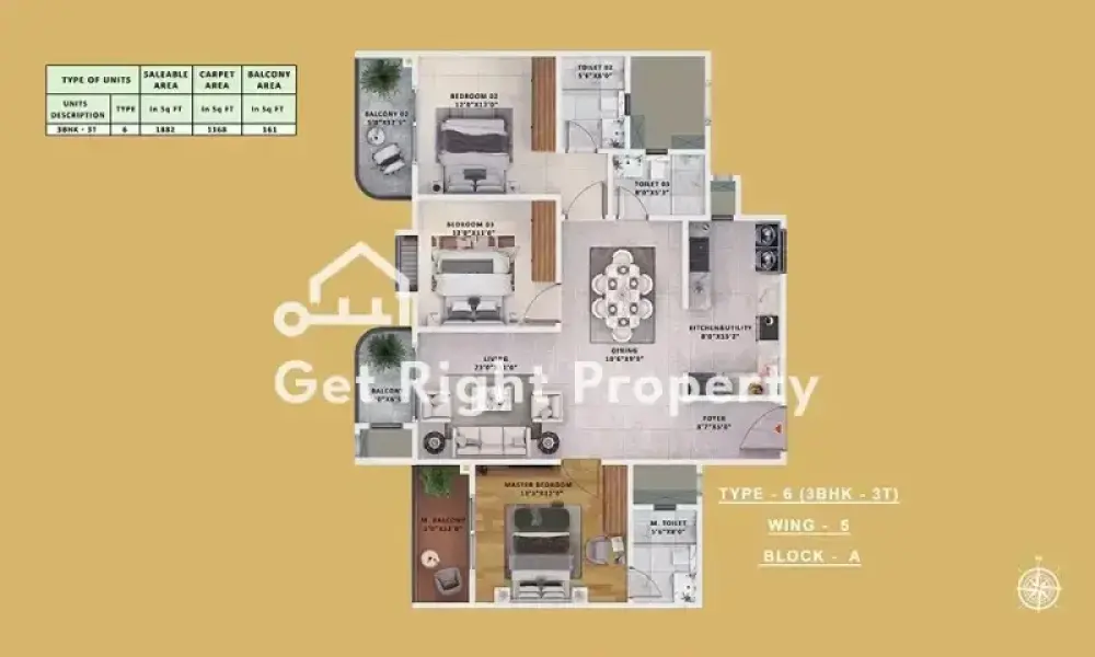 Floor Plan of Residential Listings For Sale Bengaluru Kannamangala Sattva Vasanta Skye 3 Bhk Apartment
